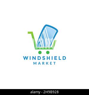 trolley with windshield logo symbol icon vector graphic design illustration idea creative Stock Vector