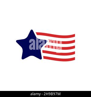 single star with american flag flat logo symbol icon vector graphic design illustration idea creative Stock Vector