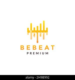abstract music beat wave logo symbol icon vector graphic design illustration idea creative Stock Vector