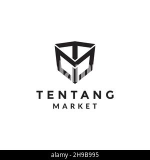 letter TM or MT with shield logo symbol icon vector graphic design illustration idea creative Stock Vector