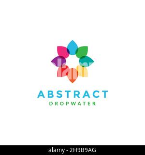 abstract drop water flowers logo symbol icon vector graphic design illustration idea creative Stock Vector