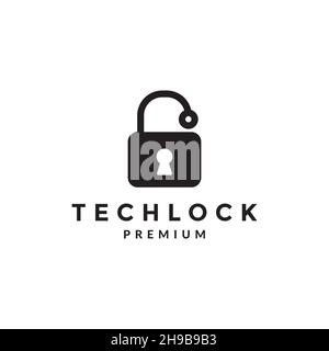 lock key with dot tech logo symbol icon vector graphic design illustration idea creative Stock Vector