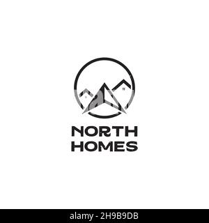 up arrow north with home  logo Stock Vector