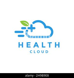 abstract lines cloud with cross health logo symbol icon vector graphic design illustration idea creative Stock Vector