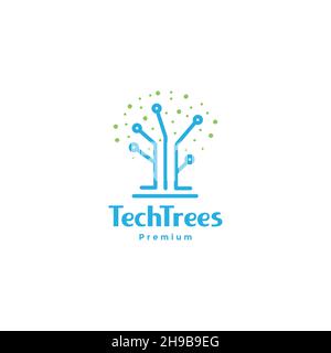 line connect tree tech abstract logo symbol icon vector graphic design illustration idea creative Stock Vector