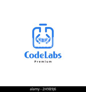 laboratory glass with coding  logo symbol icon vector graphic design illustration idea creative Stock Vector