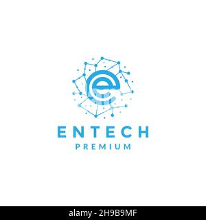 initial e with lines connect technology logo symbol icon vector graphic design illustration idea creative Stock Vector