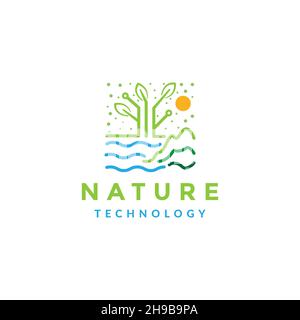 line colorful nature sea tech logo symbol icon vector graphic design illustration idea creative Stock Vector