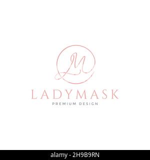 LM  lines  luxury feminine logo symbol icon vector graphic design illustration idea creative Stock Vector