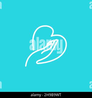 lines b with hand and love logo design vector icon illustration graphic Stock Vector