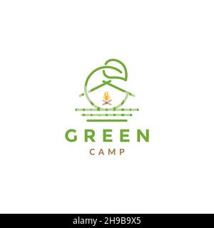 g camp tent line  logo symbol icon vector graphic design illustration idea creative Stock Vector