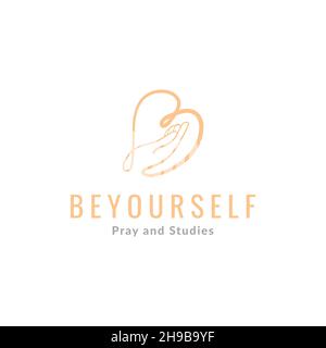 lines b with hand and love logo design vector icon illustration graphic Stock Vector
