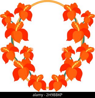Cartoon botanical oval flower frame on white background. Vector illustration for handmade gift card, poster, invitation or flyer. Stock Vector