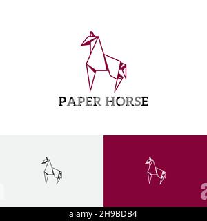 Horse Nature Animal Paper Origami Style Abstract Logo Stock Vector