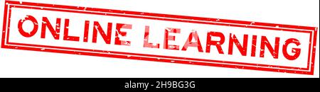 Grunge red online learning word sqaure rubber seal stamp on white background Stock Vector