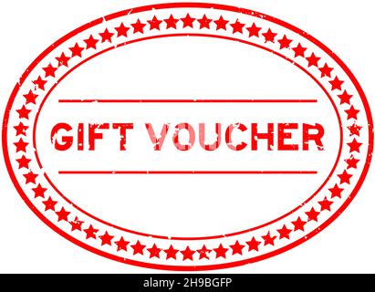 Grunge red gift voucher word oval rubber seal stamp on white background Stock Vector