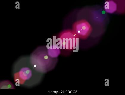Abstract sunlights rays effect. Bright sun or laser cosmic rays, flashes and sparkle particles of light with optical lens over lay effect on empty black background. High quality photo Stock Photo