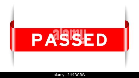 Red color inserted label banner with word passed on white background Stock Vector