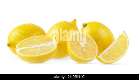 Lemons isolated on white background with clipping path. Stock Photo