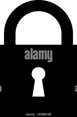 Black color icon in lock shape Stock Vector
