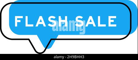 Speech banner and blue shade with word flash sale on white background Stock Vector