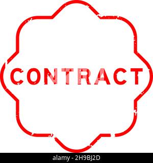 Grunge red contract word rubber seal stamp on white background Stock Vector