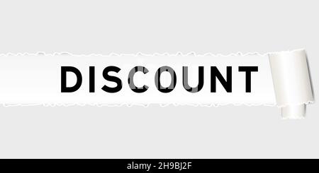 Ripped gray paper background that have word discount under torn part Stock Vector