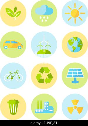 Flat design icons for energy and ecology Stock Photo - Alamy