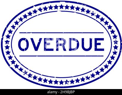 Grunge blue overdue word oval rubber seal stamp on white background Stock Vector