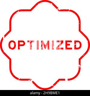 Grunge red optimized word rubber seal stamp on white background Stock Vector
