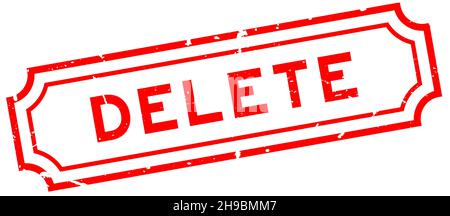Grunge red delete word rubber seal stamp on white background Stock Vector