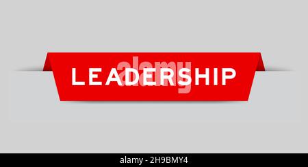 Red color inserted label with word leadership on gray background Stock Vector