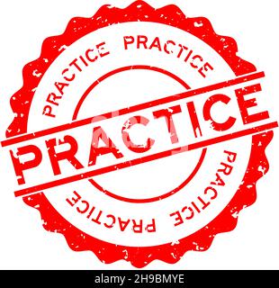 Grunge red practice word round rubber seal stamp on white background Stock Vector