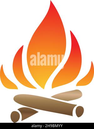 campfire color vector illustration isolated on white background Stock Vector