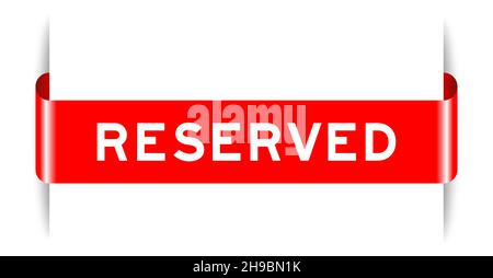 Red color inserted label banner with word reserved on white background Stock Vector