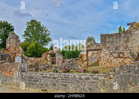 Destroyed building during World War 2 in Oradour- sur -Glane France Stock Photo