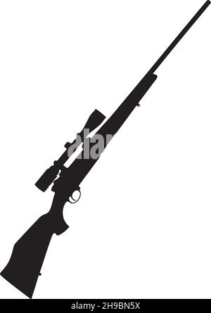 Sniper rifle silhouette vector illustration isolated on white Stock Vector