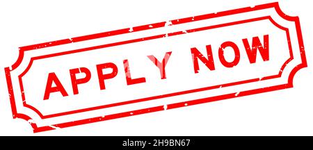 Grunge red apply now word rubber seal stamp on white background Stock Vector