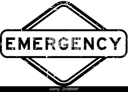 Grunge black emergency word rubber square seal stamp on white background Stock Vector