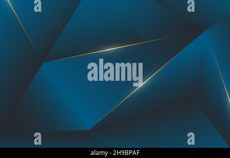Abstract gradient blue triangles template of VIP premium template. Overlapping for geometric style background. Illustration vector Stock Vector