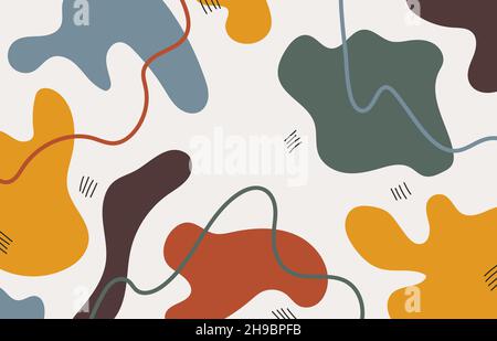 Abstract doodle organic shapes pattern design decorative template. Overlapping style of minimal colorful background. Illustration vector Stock Vector