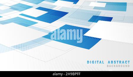 Abstract geometric of blue style with halftone futuristic template. Overlapping for ad, cover design, artwork background. Illustration vector Stock Vector