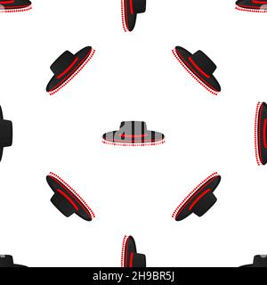 Pattern mexican hats sombrero, beautiful caps in white background. Caps pattern consisting of collection mexican hats sombrero for wearing. Pattern of Stock Vector