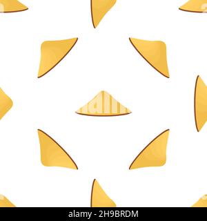 Colored pattern asian conical hats, beautiful caps in white background. Caps pattern consisting of collection asian conical hats for wearing. Pattern Stock Vector