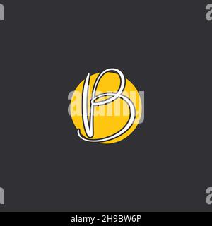 B Initial handwriting logo Logo With Circle Stock Vector