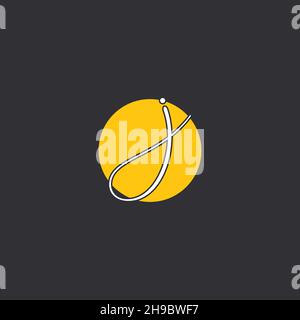 J Initial handwriting logo Logo With Circle Stock Vector
