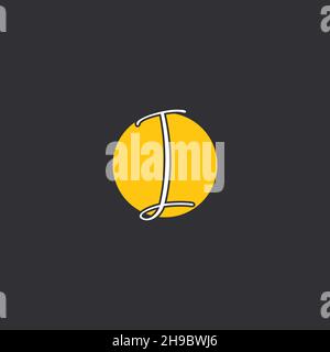 I Initial handwriting logo Logo With Circle Stock Vector