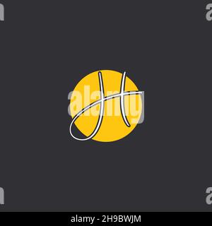 H Initial handwriting logo Logo With Circle Stock Vector