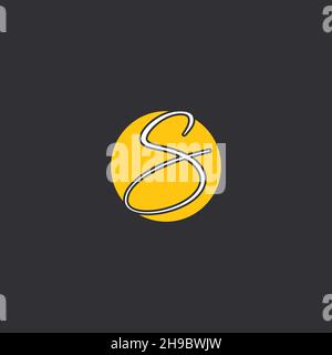 S Initial handwriting logo Logo With Circle Stock Vector
