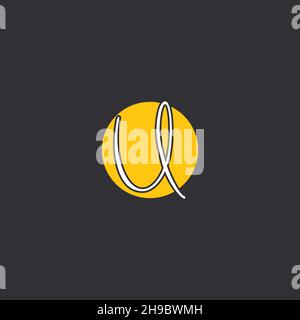 U Initial handwriting logo Logo With Circle Stock Vector